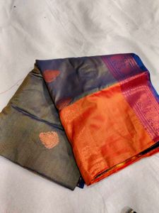 Elegant Grey Saree with Peacock Border