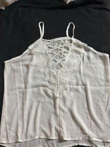 Sheer Lace Trim Cami Top