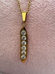 Anti Tarnish Gold Bar Pendant Necklace