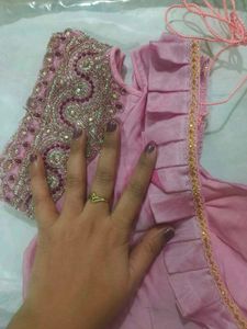 Elegant Pink Embroidered Saree