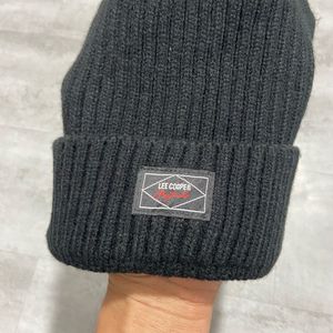 Lee Cooper Black Ribbed Beanie Hat