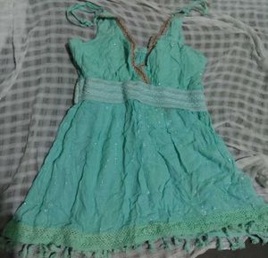 Flowy Teal Embellished Top Y2k