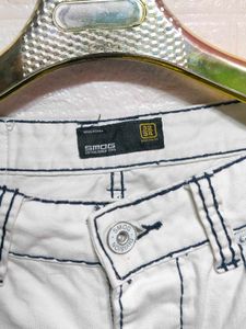 Smog White Jeans with Contrast Stitching