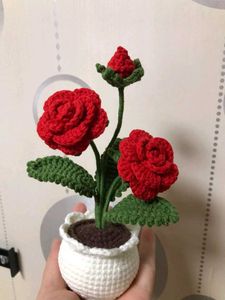 Crochet Potted Rose Mini Flowers 🌹