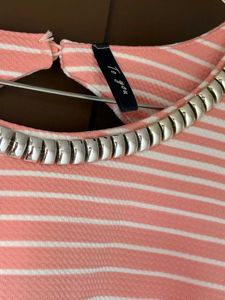 Pink Striped Sleeveless Top with Cutout Back
