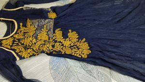Navy Blue Anarkali Gown With Attatch Dupatta