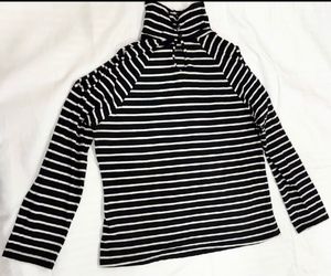 Black &amp; White Striped Cold-Shoulder Top