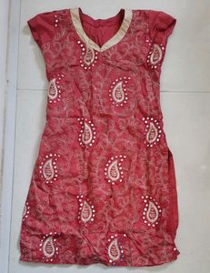 Mirror Work Silk Kurti