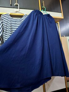 Chic Striped Top &amp; Navy Maxi Skirt Set
