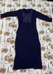 Elegant Navy Blue Embellished Kurta