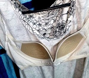 woman black white top
