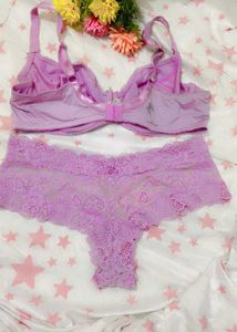 Lavender Polka Dot Lace Lingerie Set