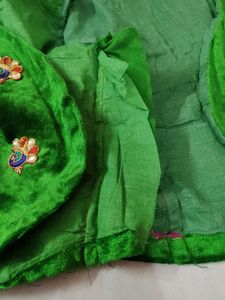 🦚 Green Velvet Koti/Waistcoat Peacock patches