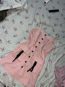Pink Button Detail Jumpsuit