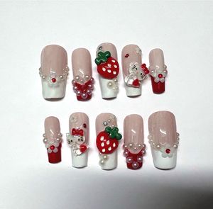 Kawaii Strawberry Hello Kitty Press-On Nails