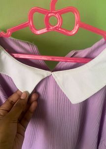 Lavender Textured Top with Peter Pan Collar