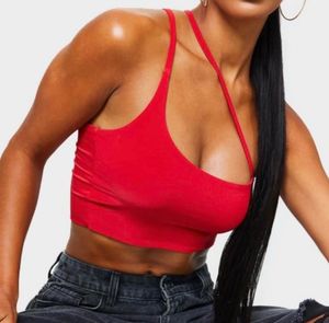 PLT red asymmetrical tank top