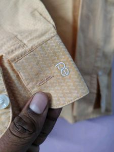 Men's Yellow Textured Dress Shirt