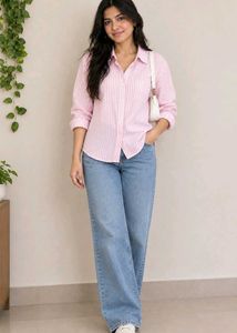 Pink Striped Button-Up Shirt