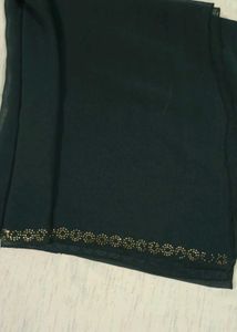 Dark Grey Floral Stone Work Nida Fabric Naqab with