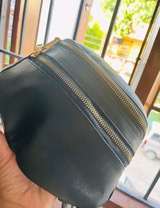 Black Belt Bag with Gold Zippers