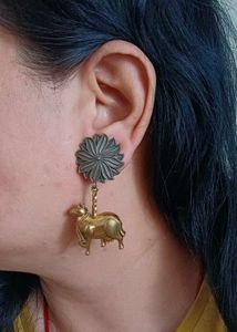 Brass nandi Design Dangle Earrings