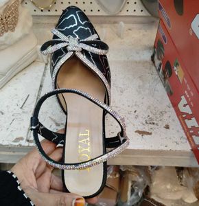 Sparkling Black Bow Flats