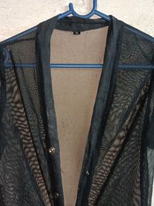 Sheer Black Kimono Shrug Long