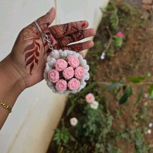 Handmade Crochet Flower Bouquet Keychain