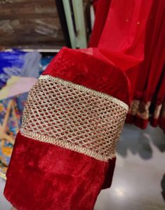 Adi By Adtya Khandelwal Red Net &amp; Velvet Anarkali