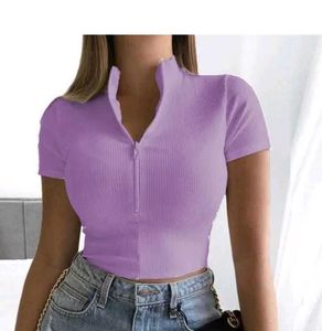 Casual Purple Cropped Top