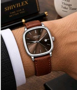 SHIVILEX Brown Leather Watch Strap