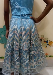 Stunning Blue Embellished Lehenga Choli for kids