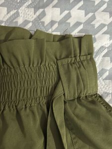 Olive Green Paperbag Waist Pants