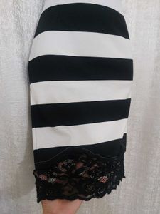 B&amp;W Striped Bodycon Co-ord Skirt(stretch