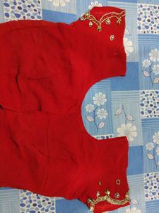 Red Embellished Blouse