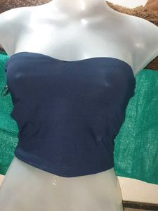 Navy Blue Bandeau Crop Top no 132