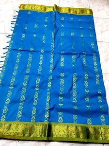 Beautiful Blue Paisley Silk Saree