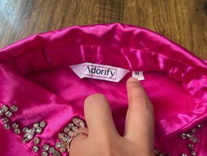 Stone Embellished Satin Pink Shirt