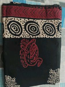 Elegant Black Saree with Swan Print
