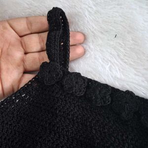 Black Crochet Crop Top