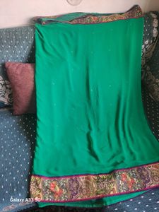 Elegant  sea Green Printed Saree with blouse