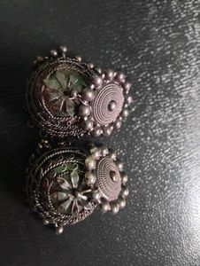 Oxidized Silver Jhumka Earrings