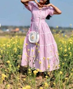 Chic Pink Striped Maxi Dress