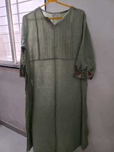 Light Green Kurta Set with Striped Pants