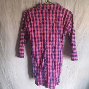 💕💜 Cute Pink &amp; Purple Plaid Checker Shirt Top