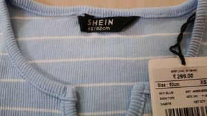 Light Blue Striped Crop Top