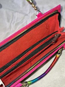 Embroidered Peacock Clutch