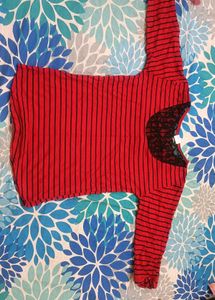 Striped Red Girls Top