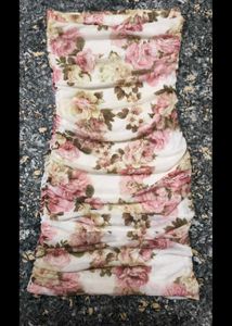 Floral Ruched Mesh Coverup Tube Dress